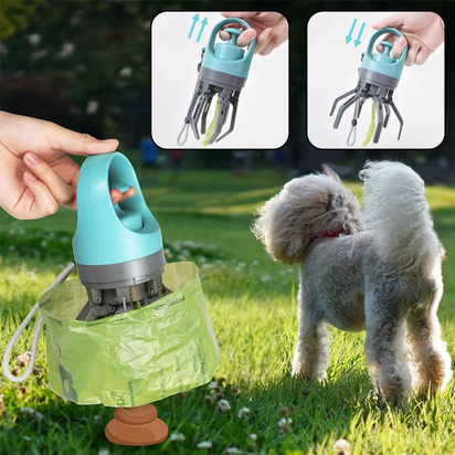 Portable Dog Pooper Scooper with Garbage Bag Outdoor Pet Six-Claw Shit Shovel Shit Pickup Dispenser Dog Collector Cleaning Tool